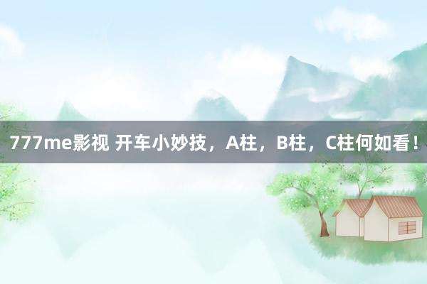 777me影视 开车小妙技，A柱，B柱，C柱何如看！